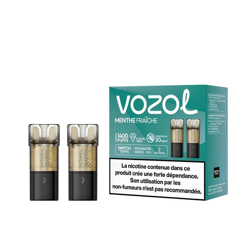 Pods Vozol Switch 600 2ml – Pack de 2 0 mg Menthe Fraîche | VAPEVO