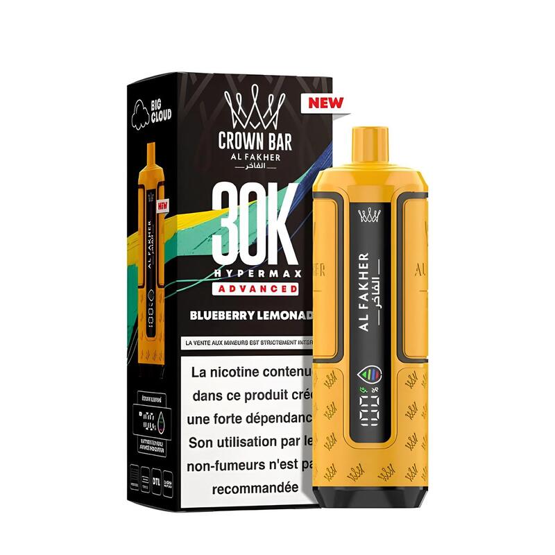 Puff Al Fakher Crown Bar HyperMax Advanced 30K 6mg Blueberry Lemonade | VAPEVO