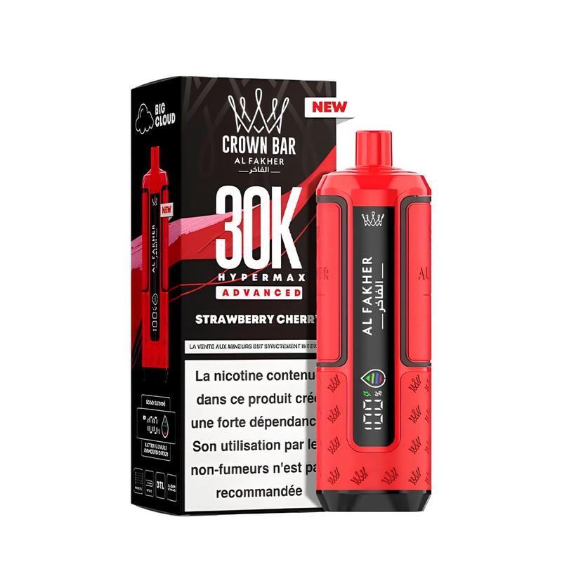 Puff Al Fakher Crown Bar HyperMax Advanced 30K 6mg Strawberry Cherry | VAPEVO