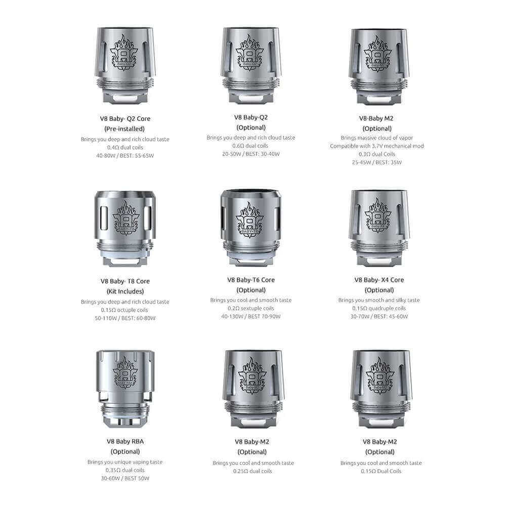 Résistances Smok TFV8 Baby - Pack de 5 Q2 0.4 ohm | VAPEVO