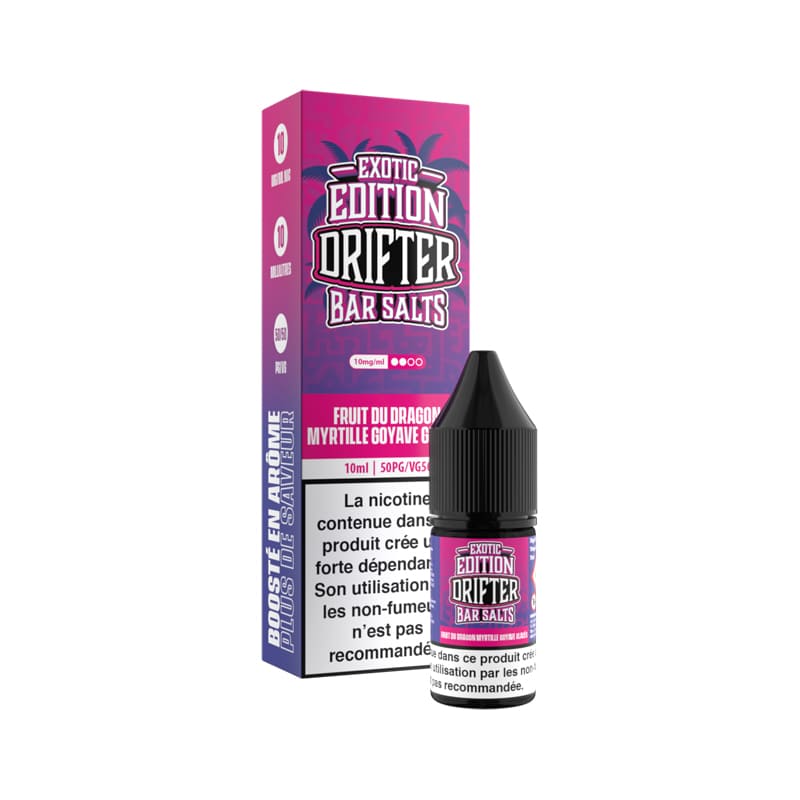 Sel de Nicotine Drifter Exotic Edition Fruit du Dragon Myrtille Goyave Glacés 10ml 10 mg | VAPEVO