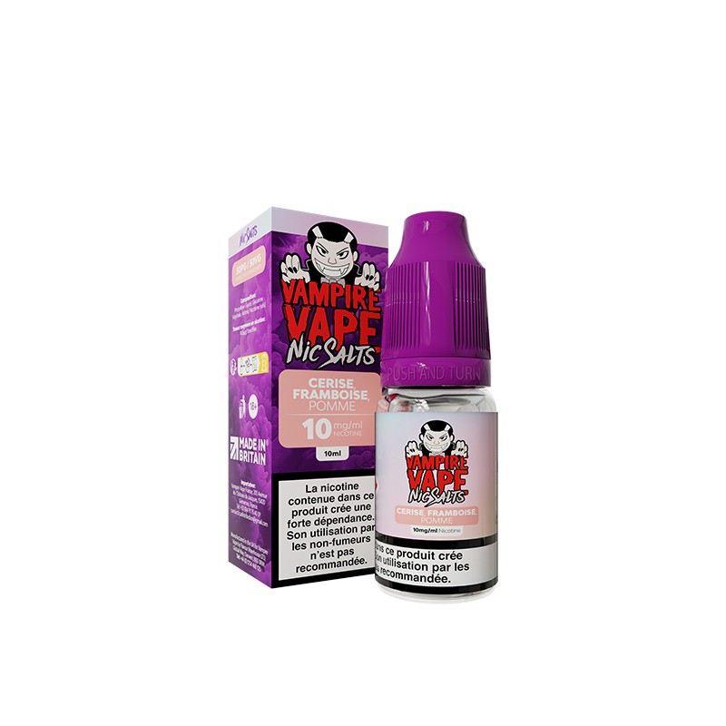 Sel de Nicotine Vampire Vape Cerise, Framboise & Pomme 10ml 10 mg | VAPEVO