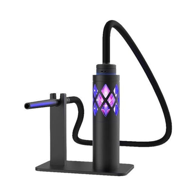 Dock en aluminium noir pour Fumytech Hookah Air avec design moucharabieh, tuyau en silicone et support intégré.