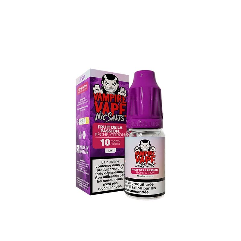 VAMPIRE VAPE Fruit de la Passion & Pêche & Citron - Sel de nicotine 10ml-10 mg-VAPEVO