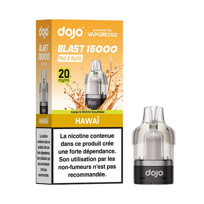 VAPORESSO Dojo Blast 15K - Pod Préremplie 10ml 15000 Puffs-20 mg-Hawaï (Mangue/Ananas/Fruits Tropicaux)-VAPEVO