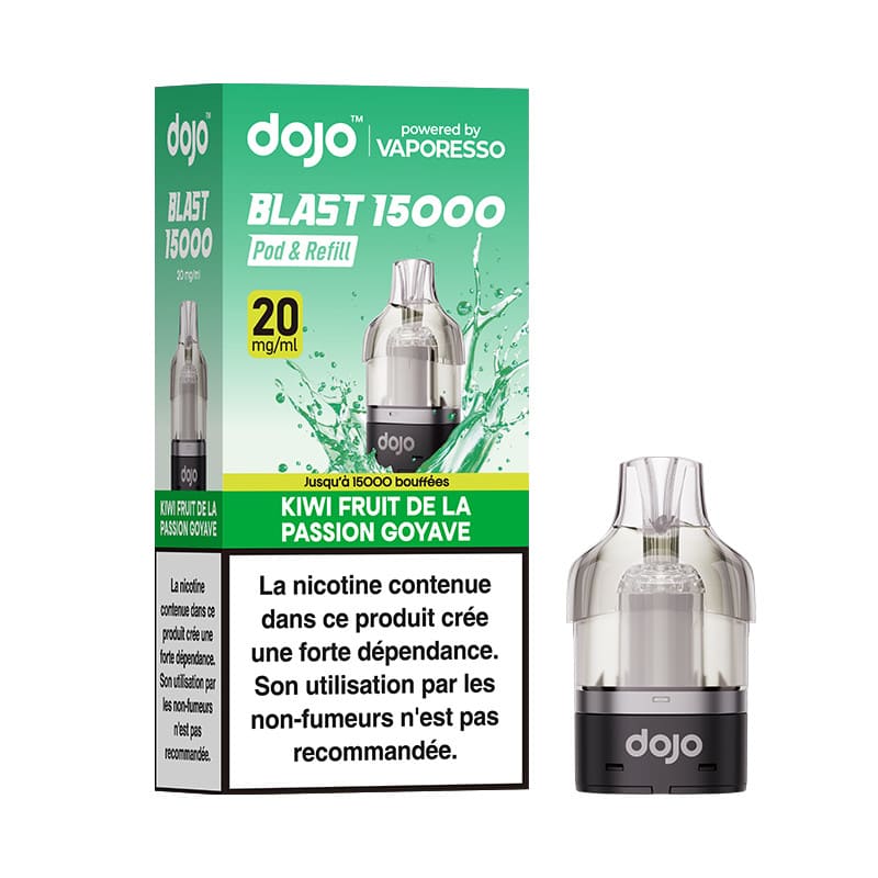 VAPORESSO Dojo Blast 15K - Pod Préremplie 10ml 15000 Puffs-20 mg-Kiwi Passion Goyave-VAPEVO