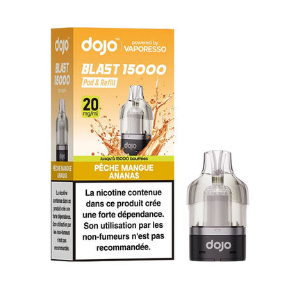 VAPORESSO Dojo Blast 15K - Pod Préremplie 10ml 15000 Puffs-20 mg-Pêche Mangue Ananas-VAPEVO