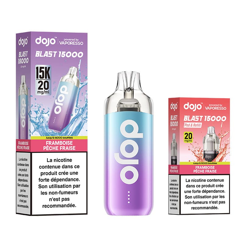 VAPORESSO Dojo Blast 30K - Puff Rechargeable 30000 Puffs-20 mg-Framboise Pêche Fraise-VAPEVO