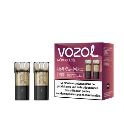 VOZOL Switch 600 - Pack de 2 Cartouches 2ml 0 mg Mûre Glacée | VAPEVO