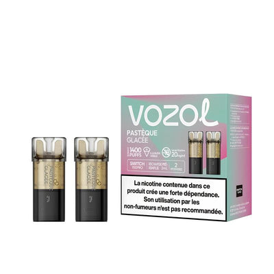VOZOL Switch 600 - Pack de 2 Cartouches 2ml 0 mg Pastèque Glacée | VAPEVO