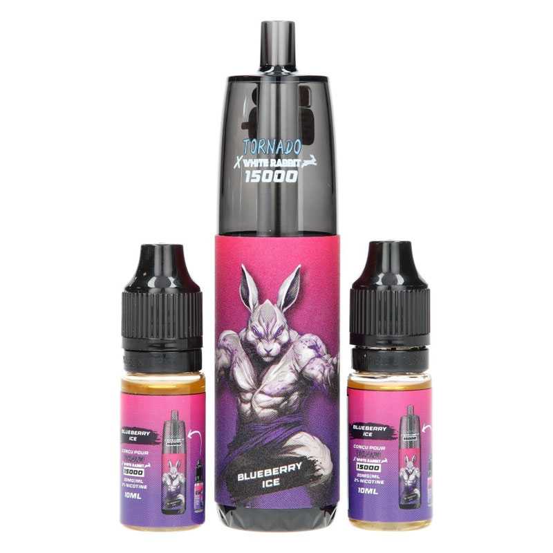 WHITE RABBIT Tornado 15K - Kit Rechargeable 15000 Puffs 10 mg Blueberry Ice | VAPEVO