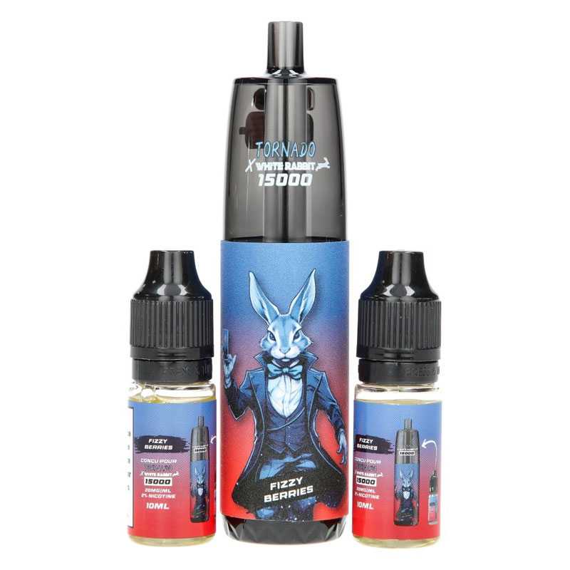 WHITE RABBIT Tornado 15K - Kit Rechargeable 15000 Puffs 10 mg Fizzy Berries | VAPEVO