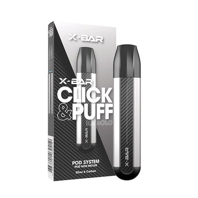 X-BAR Click & Puff Solo - Batterie Rechargeable 500mAh (Sans Cartouche) Silver & Carbon | VAPEVO